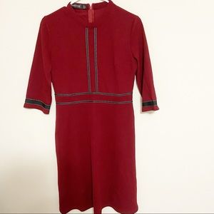 Dark red 3/4 Sleeve Dress